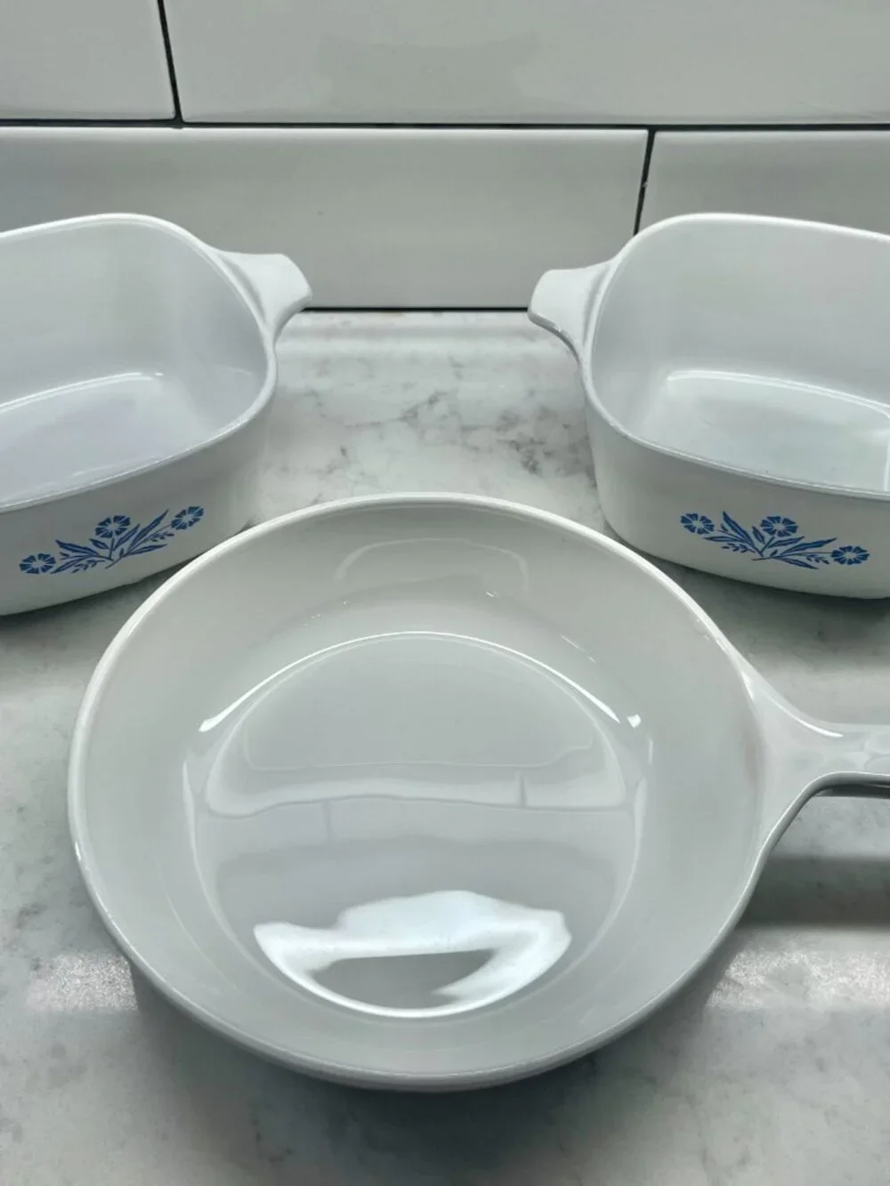 3-Piece Vintage Iconic Blue Cornflower CorningWare, Made in the USA